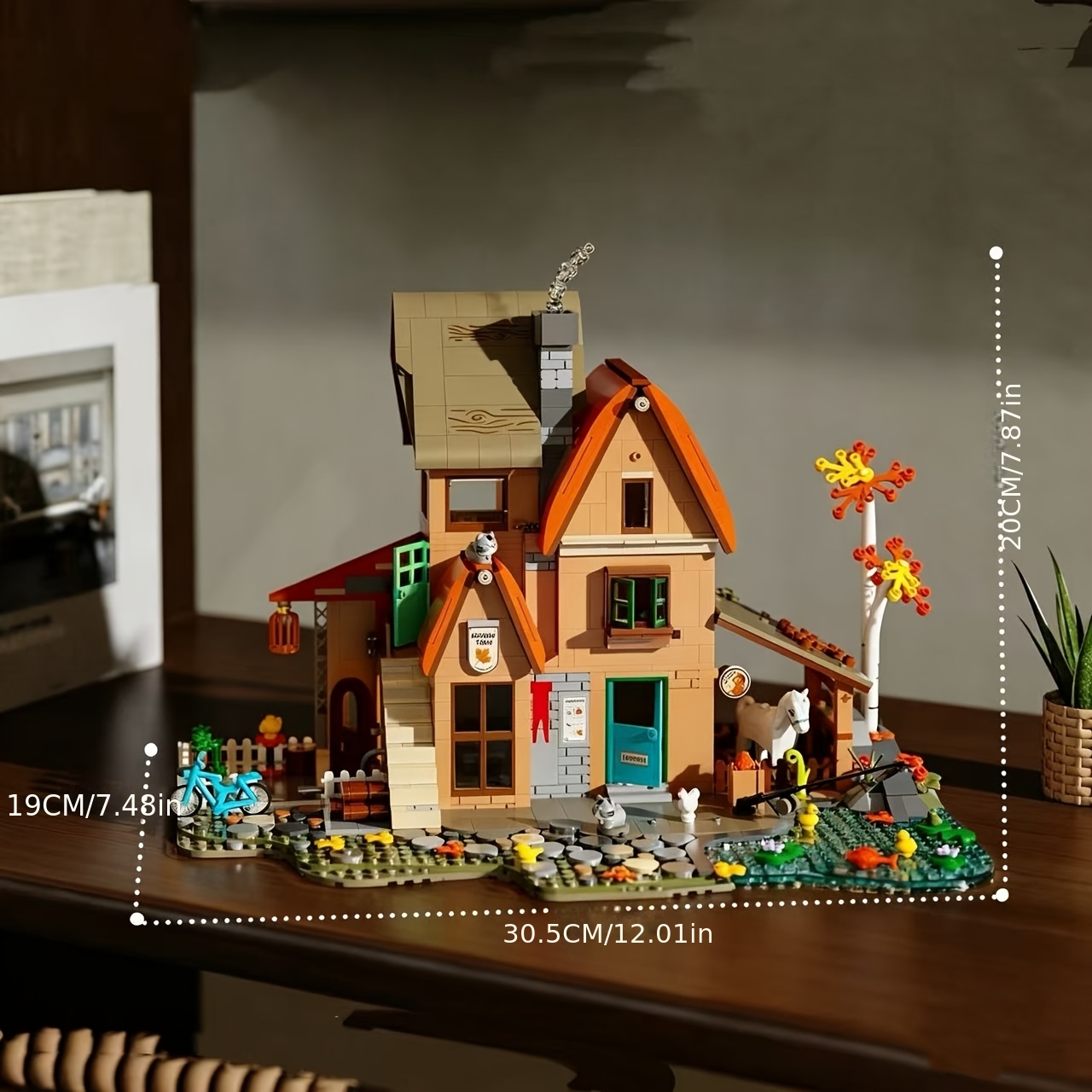 Healing Forest Autumn House Double-Layer Vintage Block Model